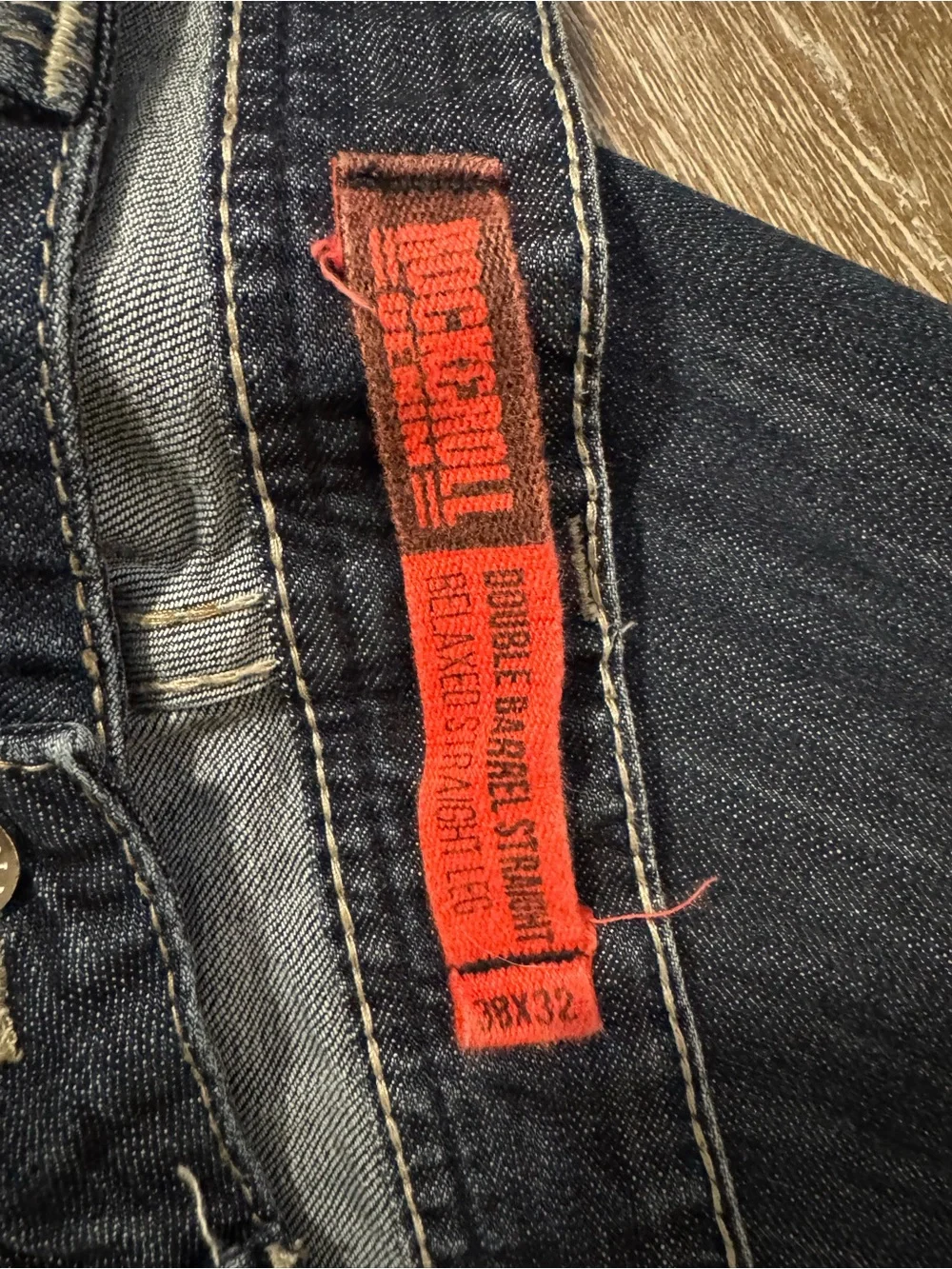 True Religion Men's Washed Dark Blue Straight Jeans